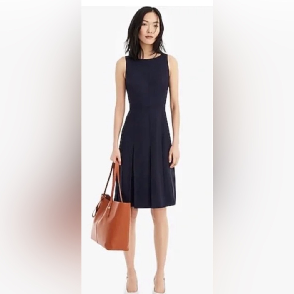 J. Crew Pleated Fit and Flare Ponte Knit Dress